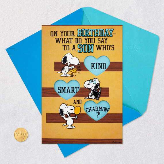 Peanuts® Snoopy Kind, Smart and Charming Birthday Card for Son, , large image number 5