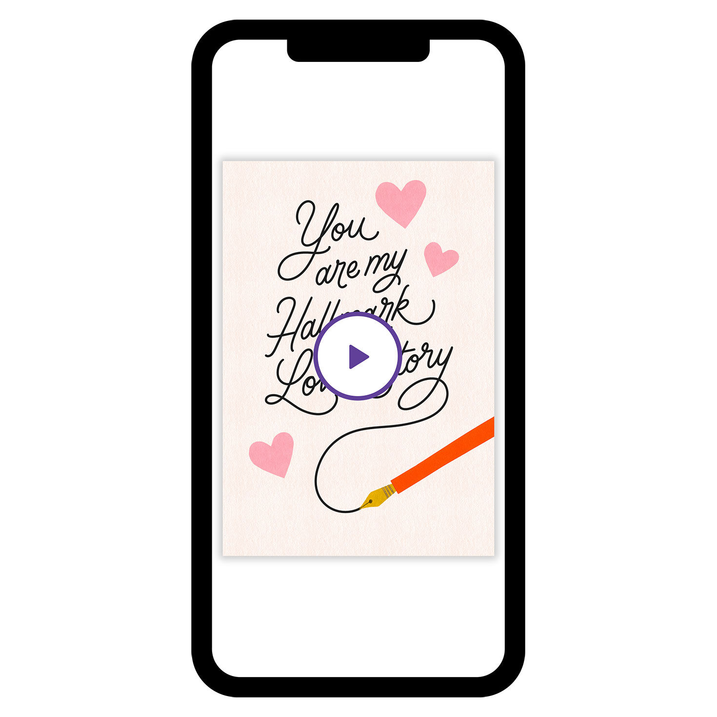 Pen Writing Hallmark Love Story Personalized Card phone with card front image number 1