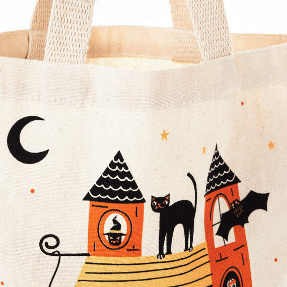 13" Happy Haunting Canvas Halloween Tote Bag, , large image number 4