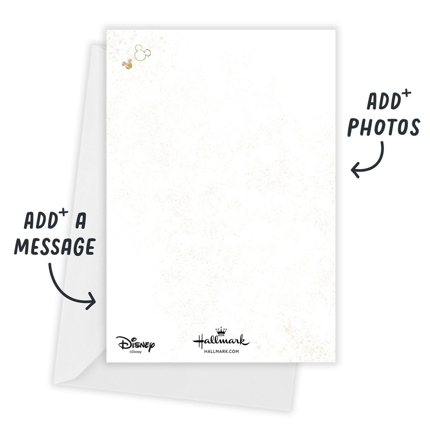 Gold Mickey Heads Grad Party Invitation Card back indicating personalization image number 3