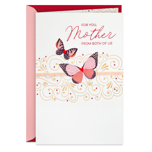 Butterflies Valentine's Day Card for Mother From Both of Us, 