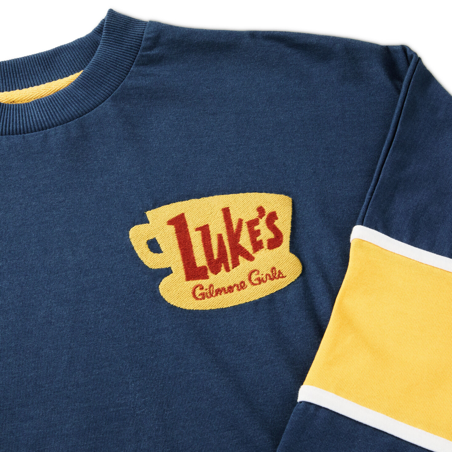 Gilmore Girls Luke's Diner Long-Sleeve Blue Shirt closeup detail image number 4