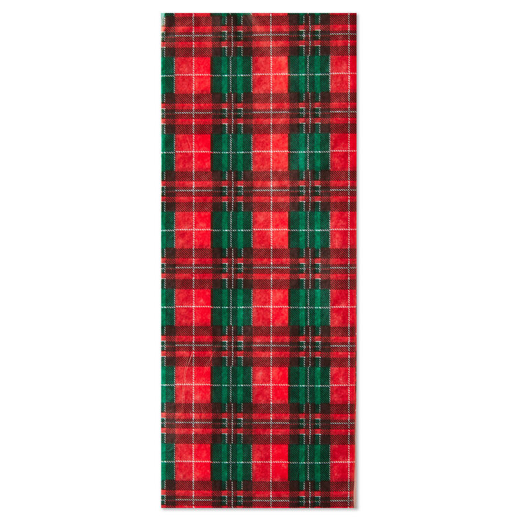 Red and Green Christmas Plaid Tissue Paper, 6 sheets