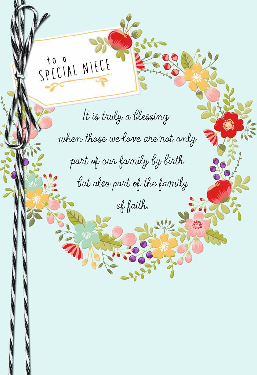 Floral Wreath Religious Confirmation Card for Niece