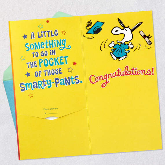 Peanuts® Snoopy Smarty-Pants Funny Money Holder Graduation Card, , large image number 4