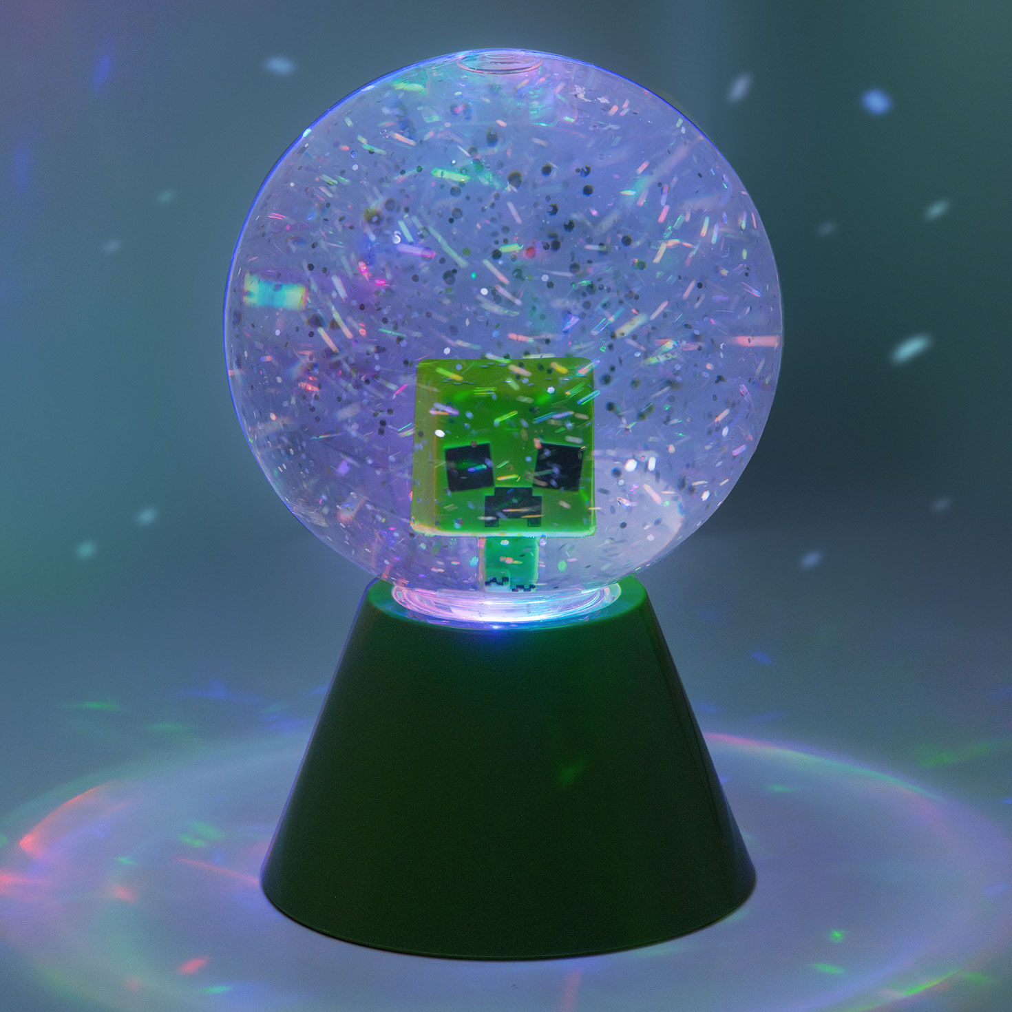 Minecraft Creeper LED Glitter Ball Light in use image number 3