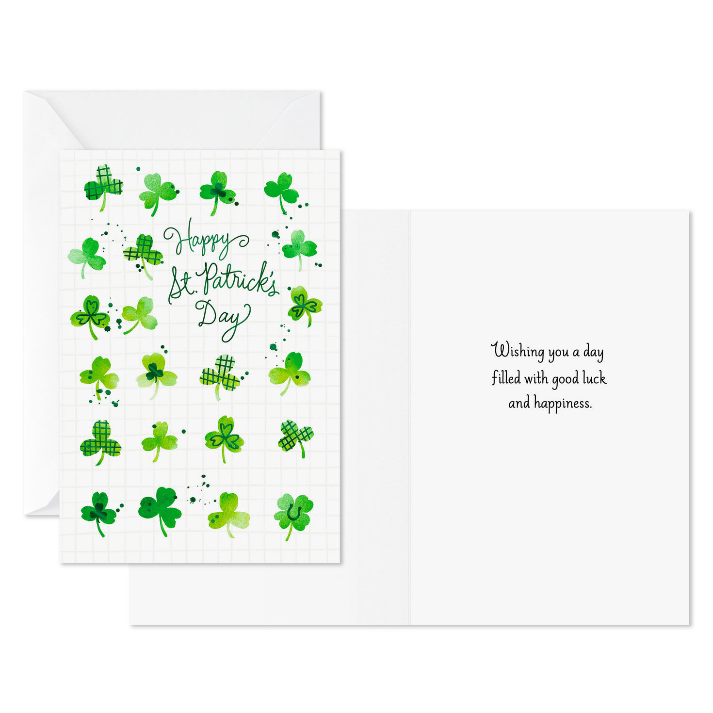 Patterned Shamrocks St. Patrick's Day Cards Card Front with Sentiment image number 2