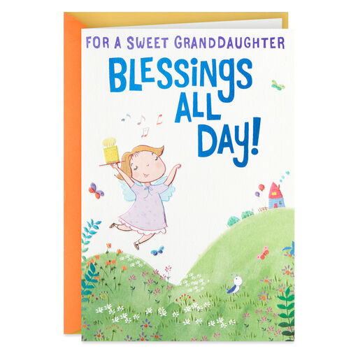 Blessings All Day Birthday Card for Granddaughter With Sticker, 