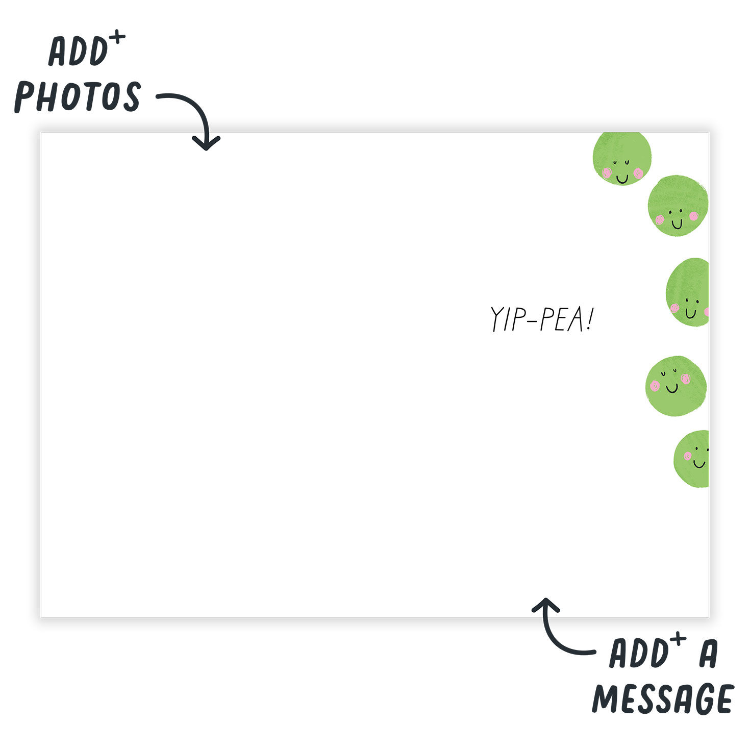 Smiling Green Peas Personalized Birthday Card Open Card indicating personalization image number 3