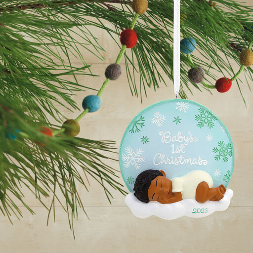 Mahogany Baby's First Christmas 2023 Hallmark Ornament, 