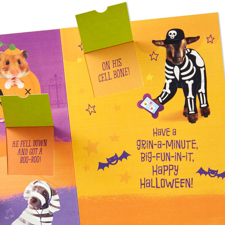 Cat Witch and Mummy Dog Riddles Halloween Card for Kids Sentiment image number 3