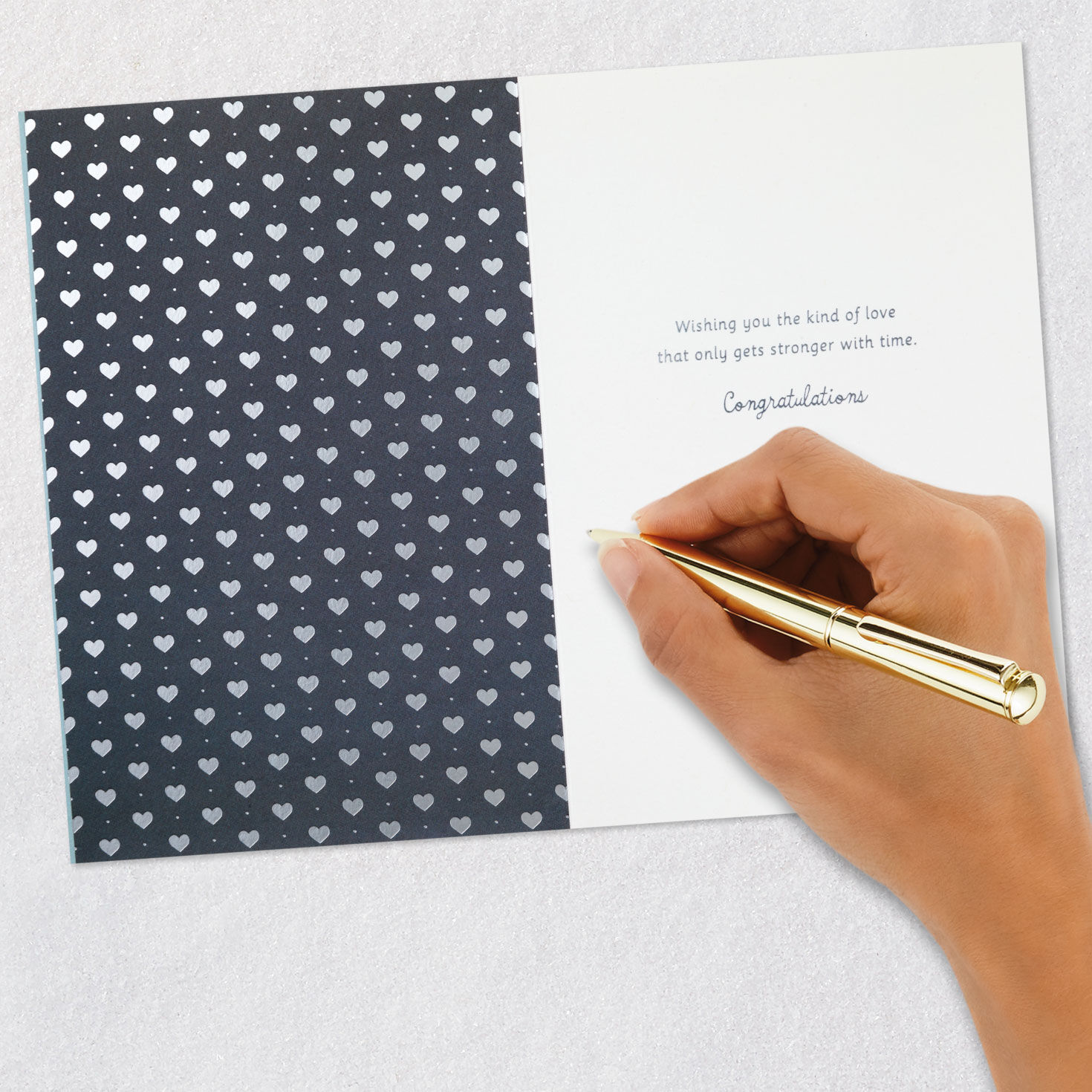 Doves in Heart Wedding Card With Ornament Signing card image number 7