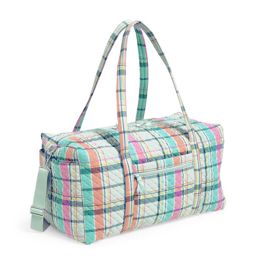 Vera Bradley Large Travel Duffel Bag in Pastel Plaid, 