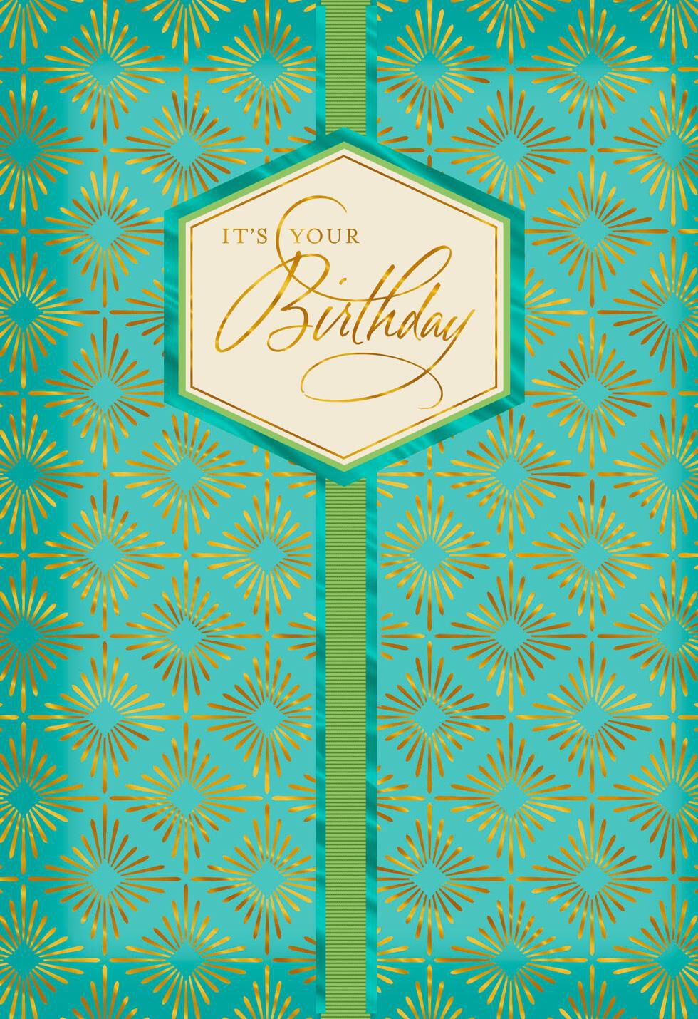 Gold Foil Diamond Pattern Birthday Card