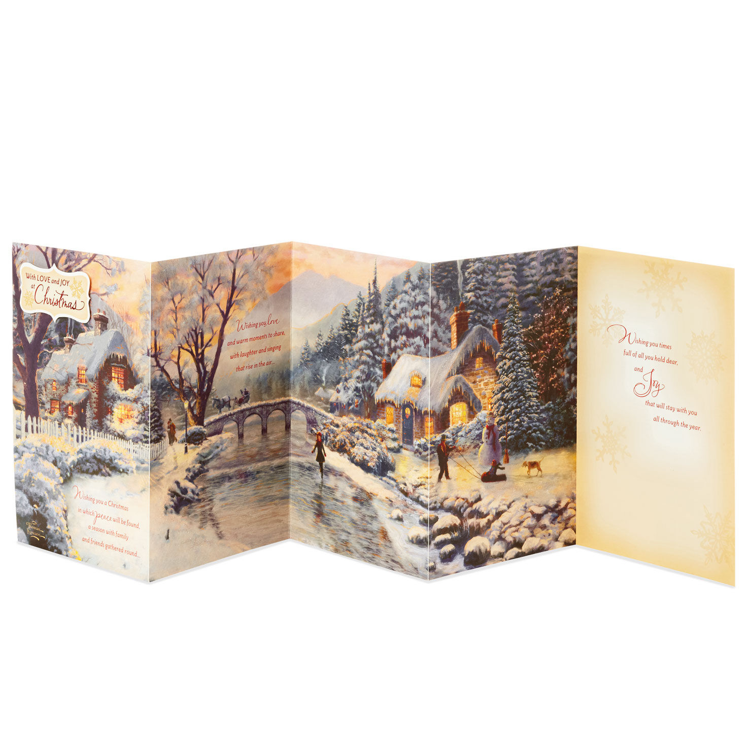 Thomas Kinkade Snowy Cabin Christmas Card card displayed open image number 2