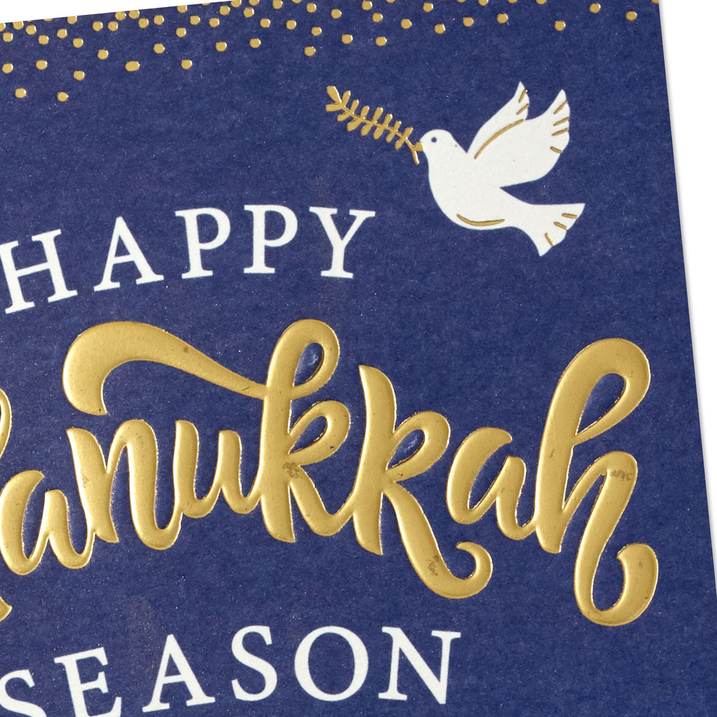 Blue and Gold Menorah and Dove Happy Hanukkah Card  image number 4