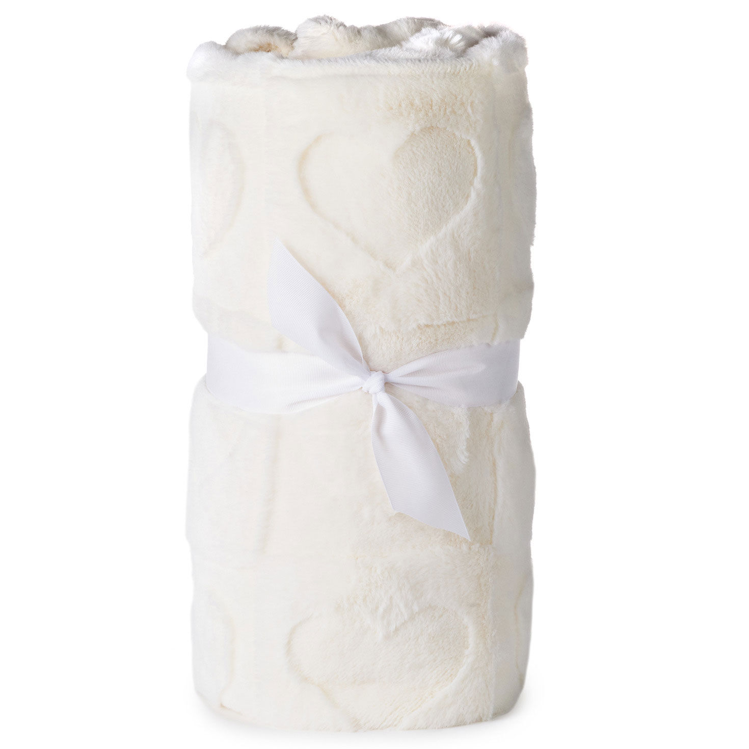 Cream Heart Pattern Plush Throw Blanket  image number 5