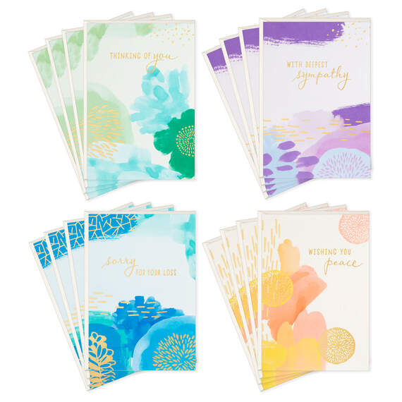 Assorted Abstract Nature Designs Boxed Sympathy Cards, Pack of 16