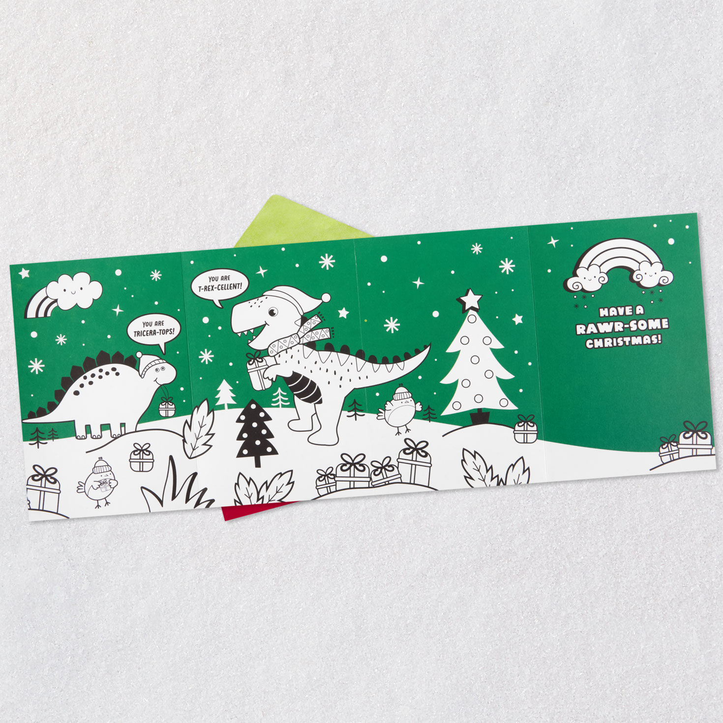 Dinosaurs Coloring Christmas Card for Grandson Open card with envelope image number 7
