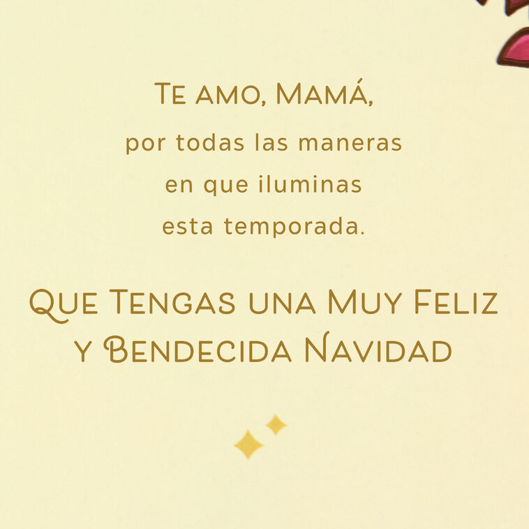 Stained Glass Window Dove Spanish Christmas Card for Mom Sentiment image number 3