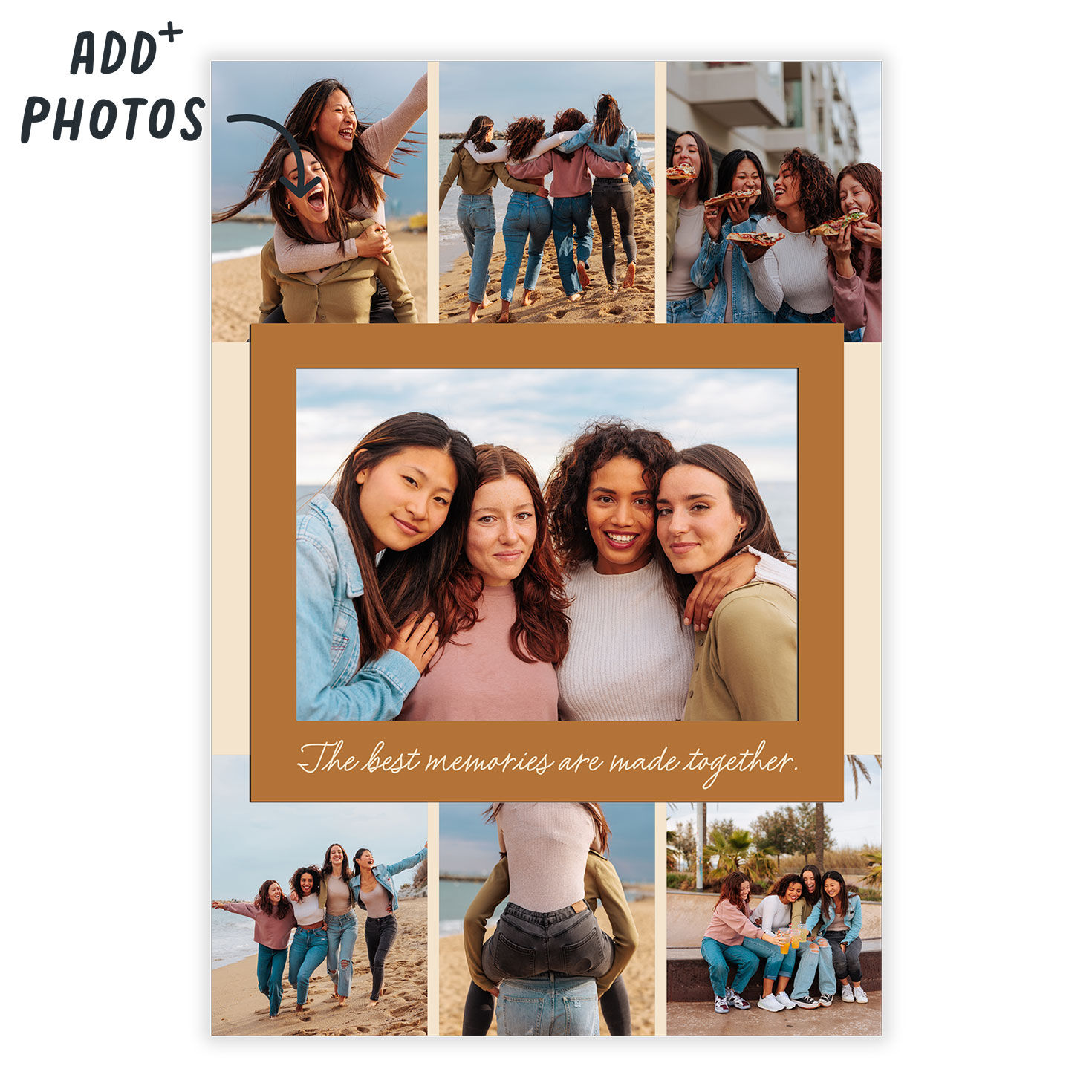 Orange Frame Photo Collage Personalized Card Card Front indicating personalization image number 2