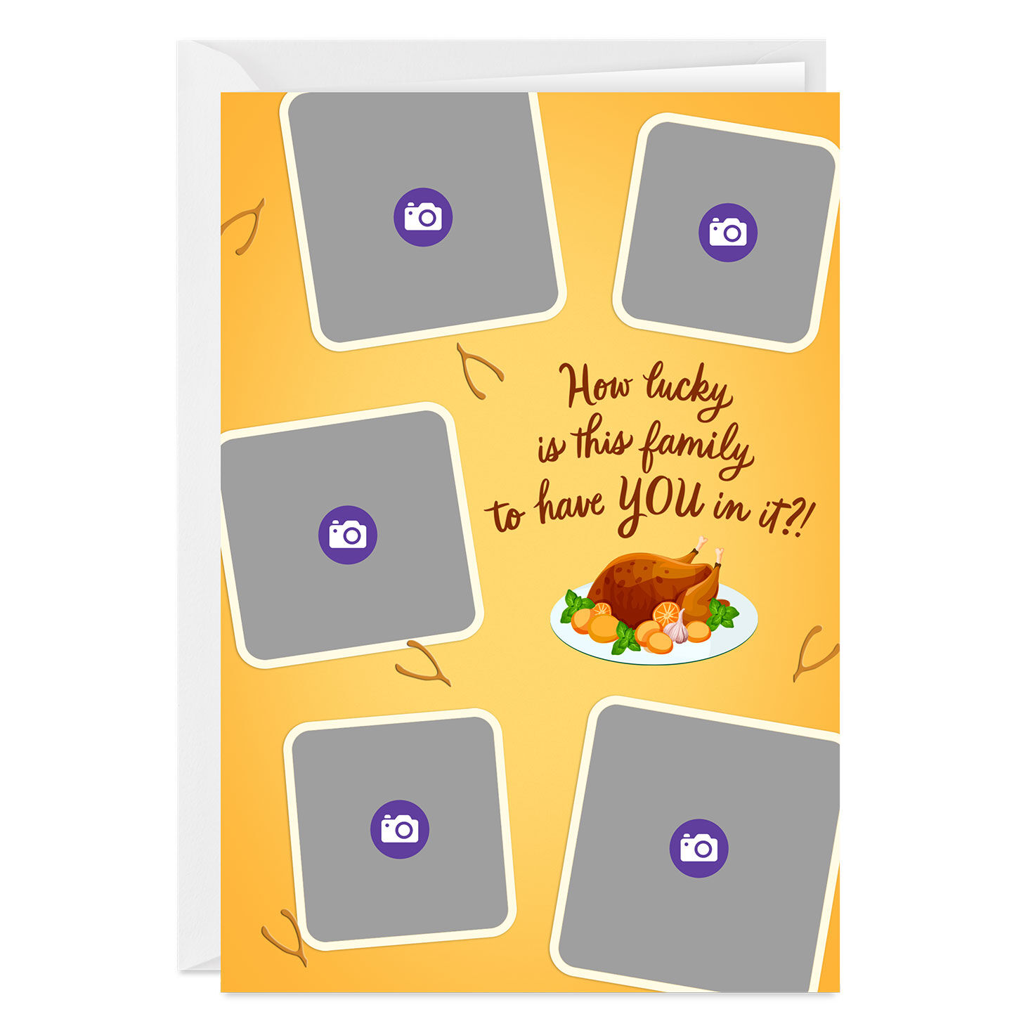 Turkey Platter Personalized Thanksgiving Card Card Front indicating personalization image number 3