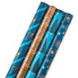 Blue and Gold Holiday Reversible Wrapping Paper  image number 1