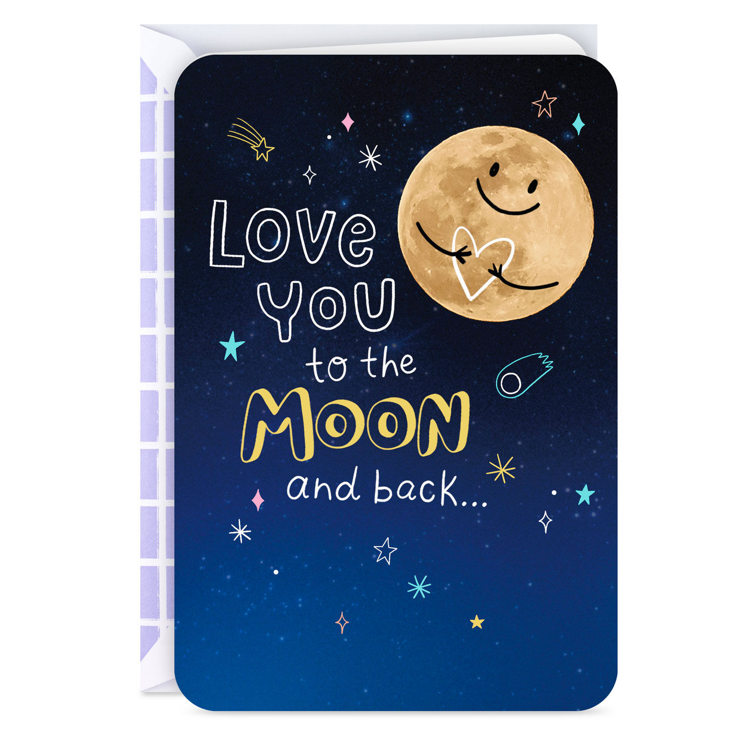 Moon, Stars and Heart Doodles Love Card for Kids