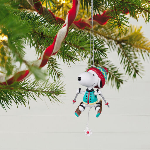 The Peanuts® Gang Skiing Snoopy Pull-String Ornament, 