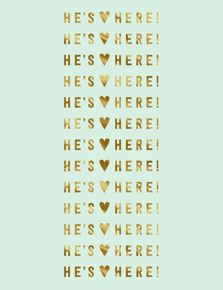 He's Here New Baby Card