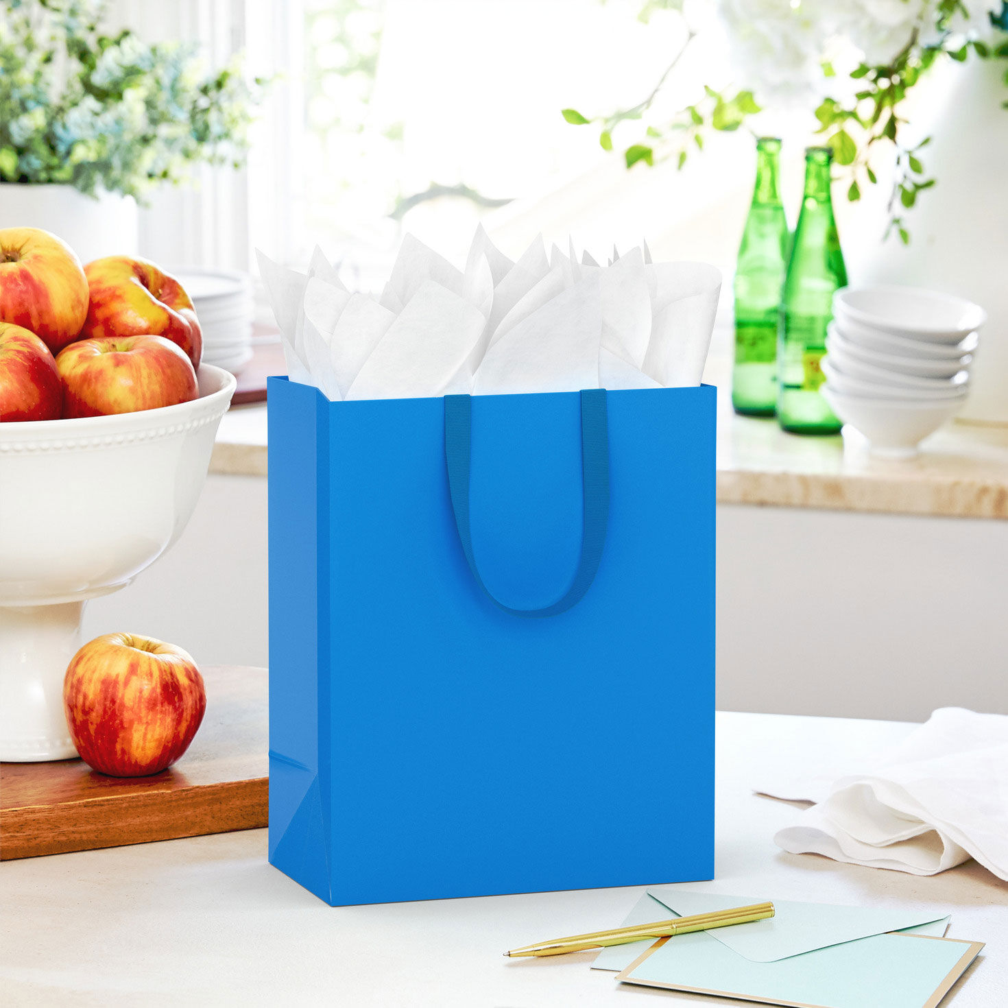 Medium Royal Blue Gift Bag in use image number 2