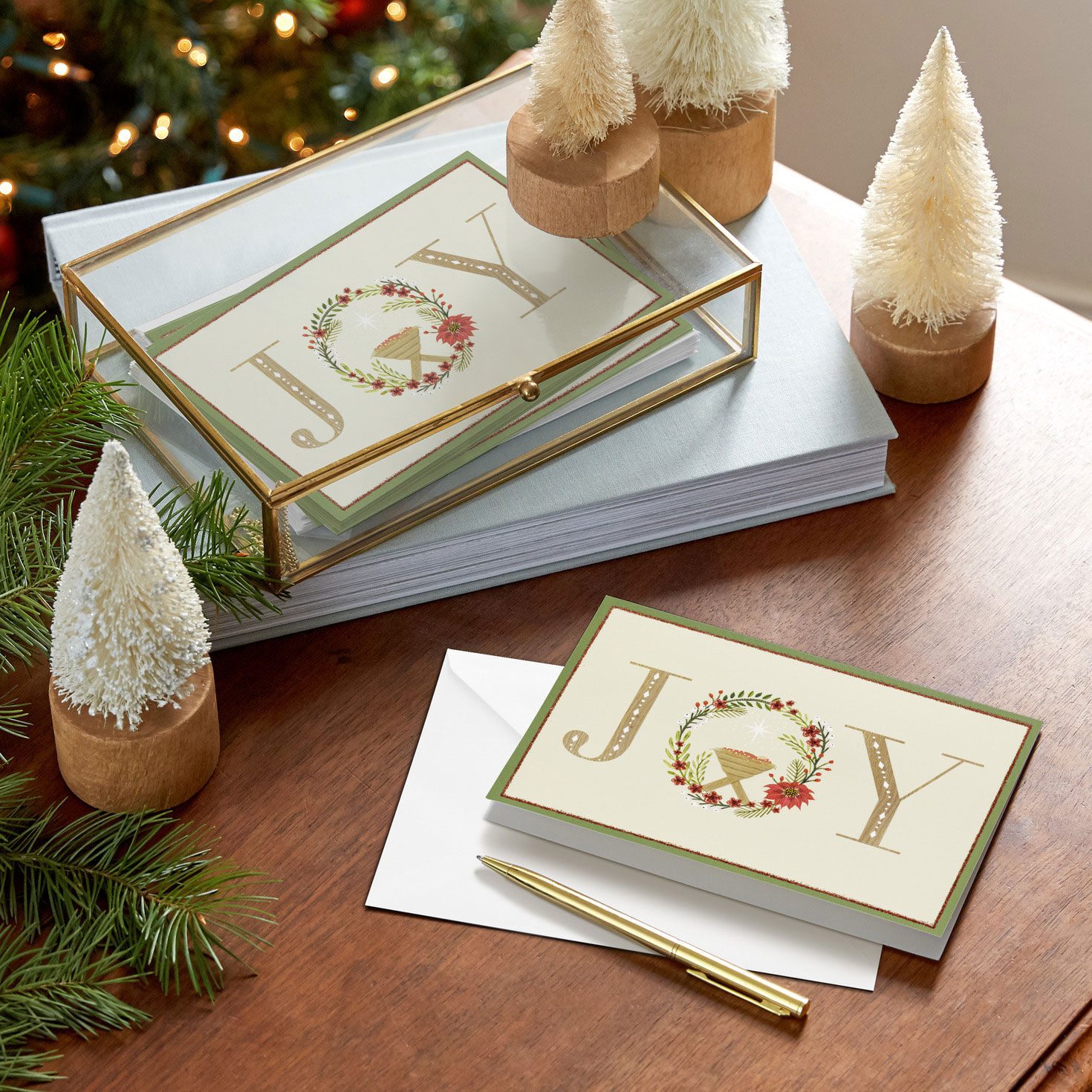 Joy Wreath DaySpring Religious Christmas Cards in use image number 7
