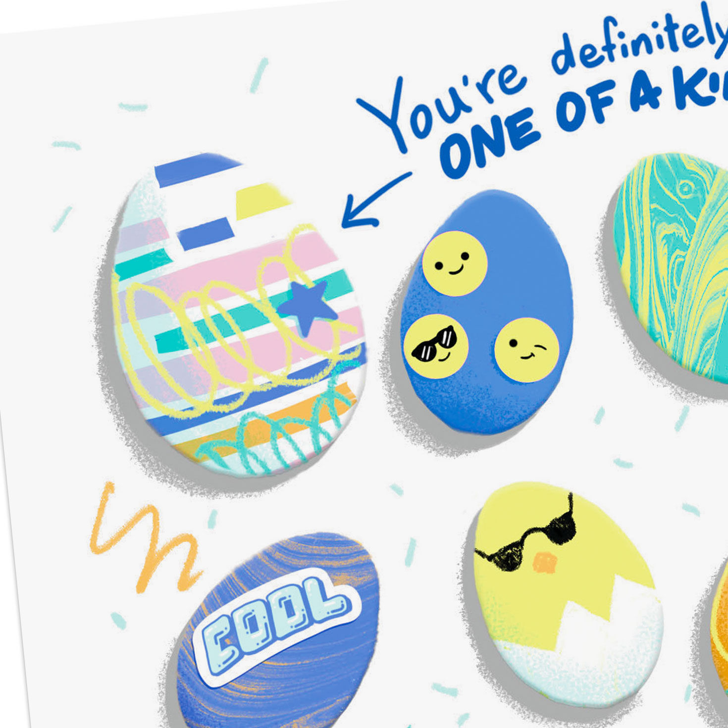 Blue and Yellow Doodle Eggs Easter Card for Kids Card Cover Detail image number 4