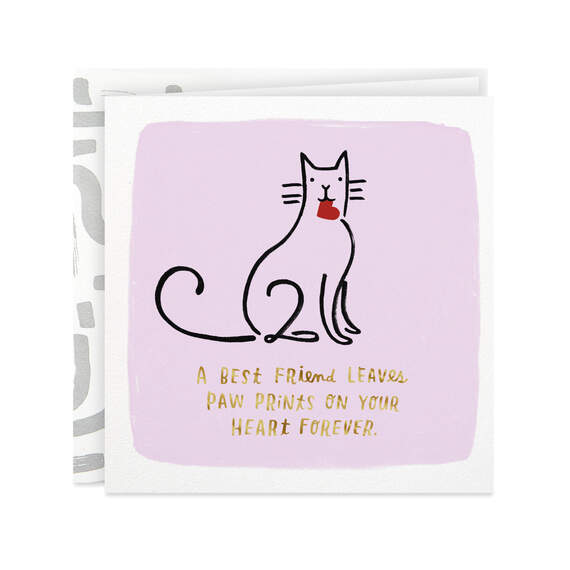 Cat Carrying a Heart Sympathy Card for Loss of Pet, , large image number 1