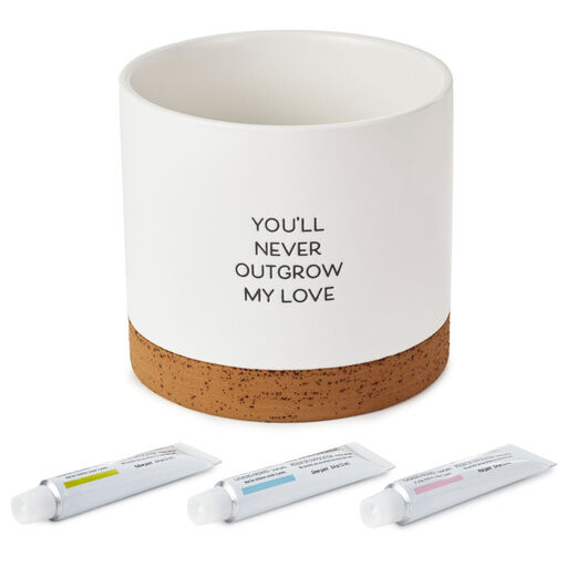https://www.hallmark.com/dw/image/v2/AALB_PRD/on/demandware.static/-/Sites-hallmark-master/default/dwae0643a8/images/finished-goods/products/1BBY4851/Never-Outgrow-My-Love-Planter-With-Paints_1BBY4851_01.jpg?sw=512&sh=512&sm=fit
