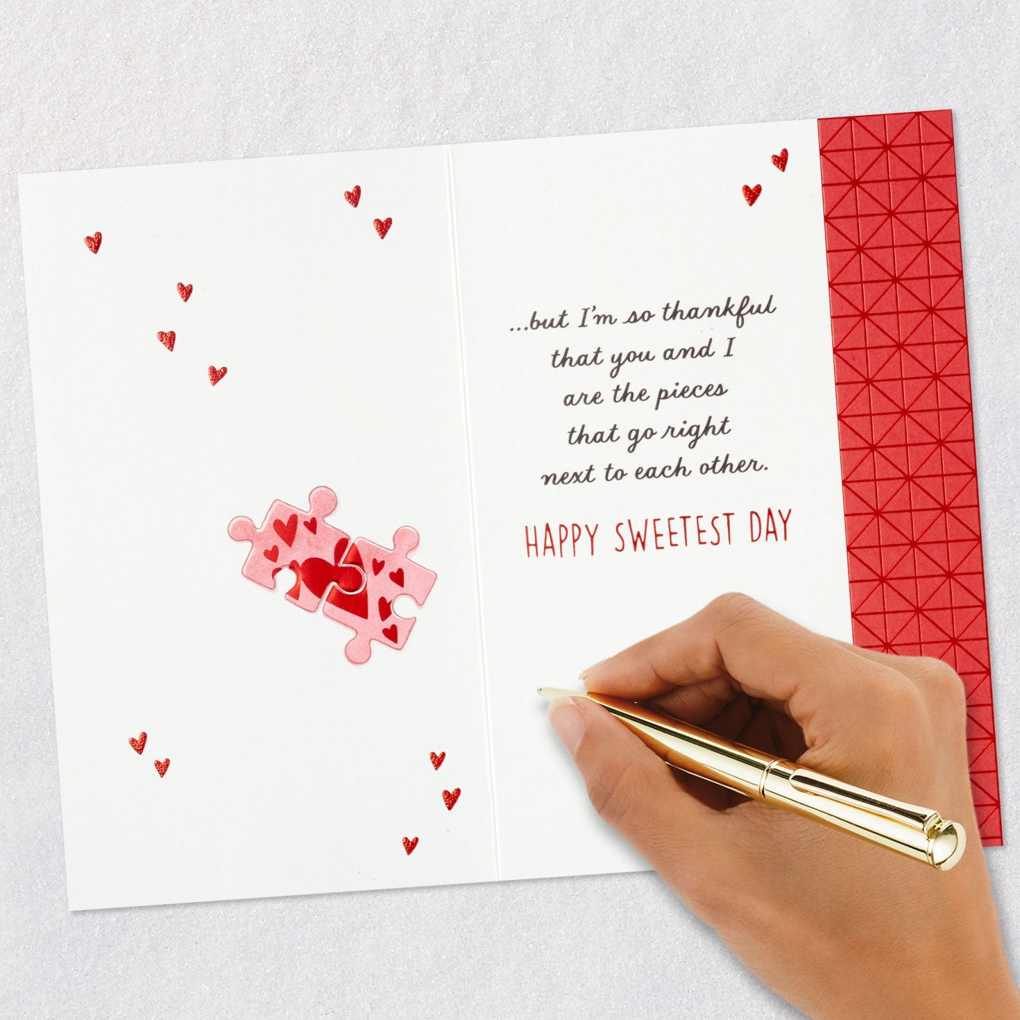 Hearts and Puzzle Pieces Husband Sweetest Day Card Signing card image number 6