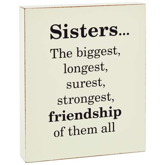 Sisters Friendship Wood Quote Sign, 5.75x7, , large image number 1