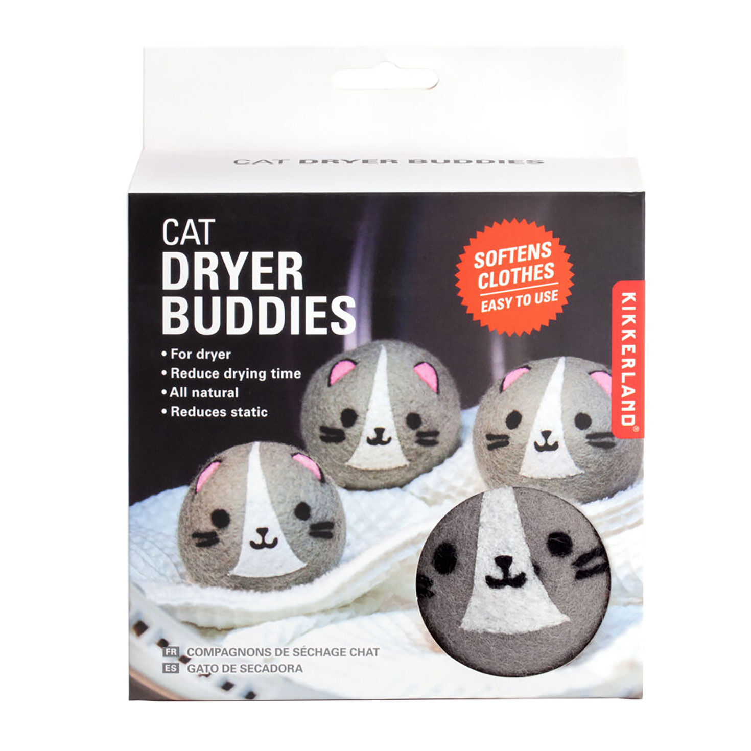 Kikkerland Cat Dryer Buddies Laundry Balls, Set of 4, , large image number 3
