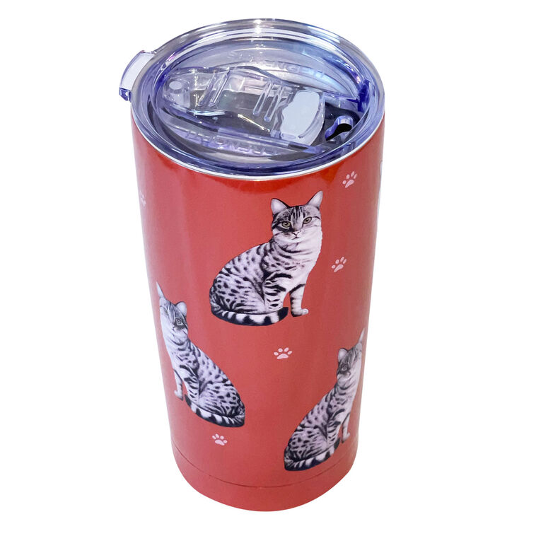 E&S Pets Silver Tabby Cat Stainless Steel Tumbler, 20 oz., , large image number 2