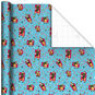Elf Poses on Blue Christmas Wrapping Paper Wrap Square image number 1