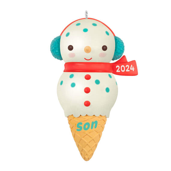 Son Snowman Ice Cream Cone 2024 Ornament, , large image number 1