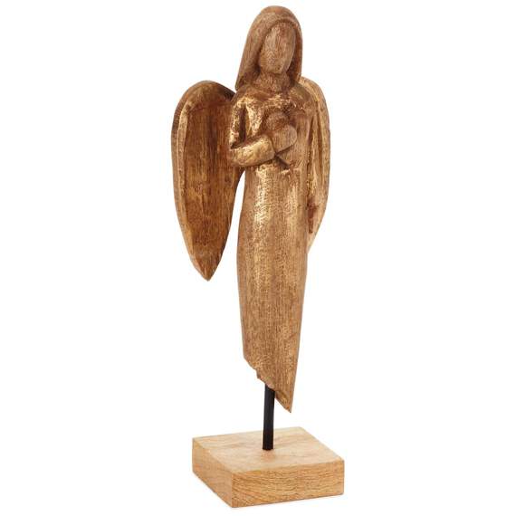 Small Carved Wood Angel on Stand, 14", , large image number 1