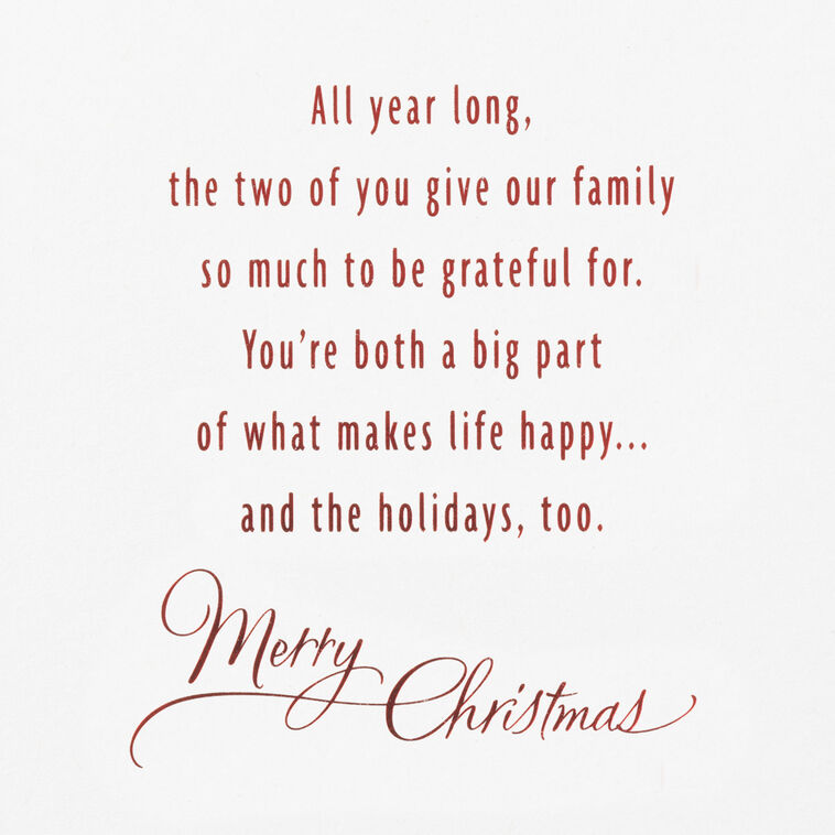 Cardinals in Snow Son and Daughter-in-Law Christmas Card Sentiment image number 2