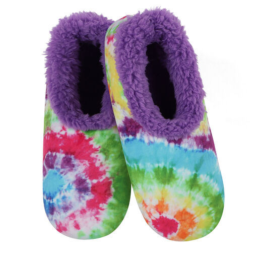 snoozies! Purple Peace Out Tie-Dye Women's Slippers, 