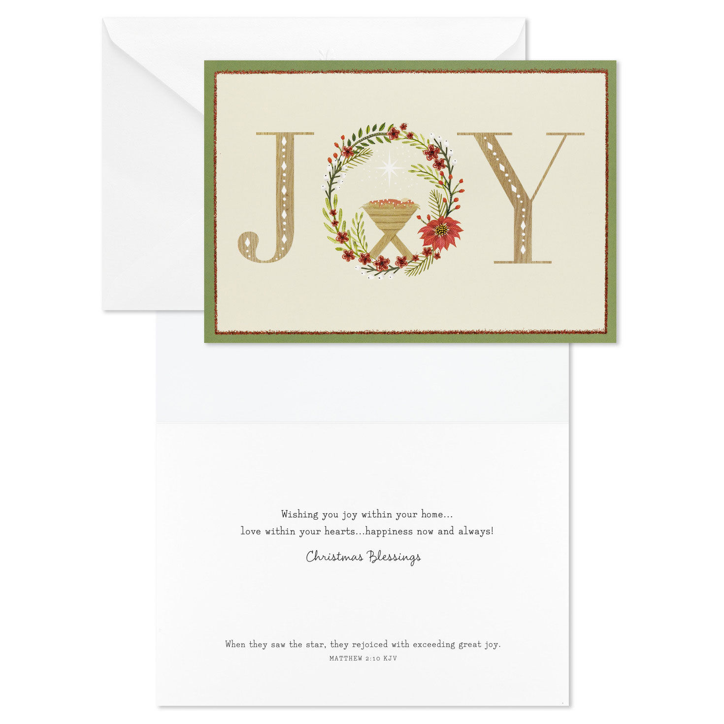 Joy Wreath DaySpring Religious Christmas Cards Card Front with Sentiment image number 3