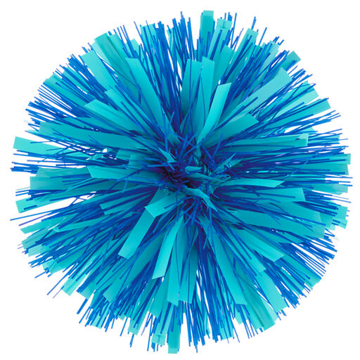 Royal Blue and Aqua Pom-Pom Gift Bow, 5.5", 