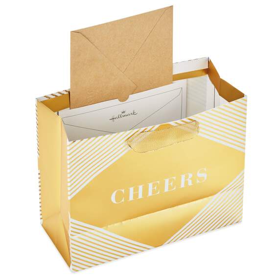 7.7" Horizontal Cheers on Gold Gift Bag With Tissue, , large image number 4