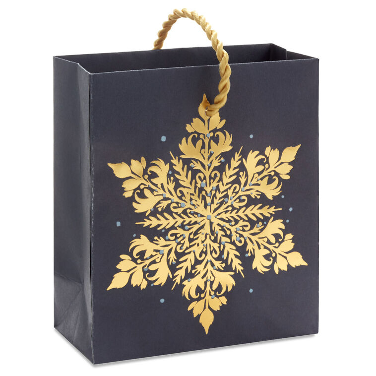 4.6" Elegant Gold Snowflake Holiday Gift Card Holder Mini Bag