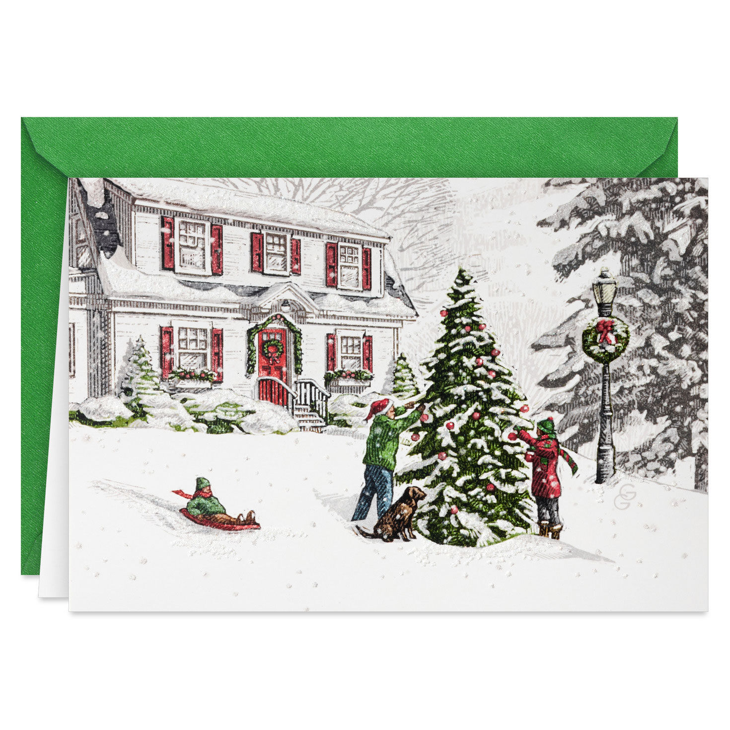 Snowy Home Boxed Christmas Cards Bulk Pack card front with envelope image number 2