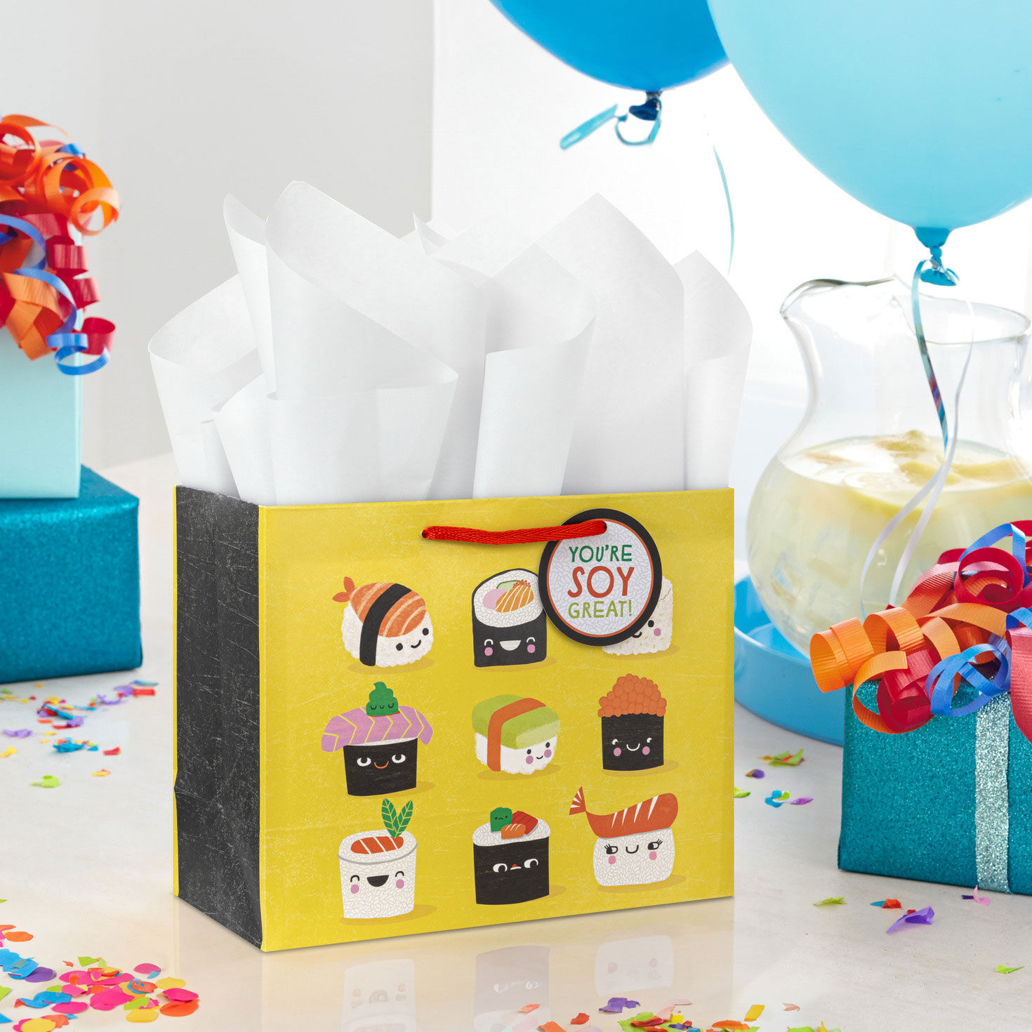 Smiling Sushi on Yellow Medium Gift Bag in use image number 2